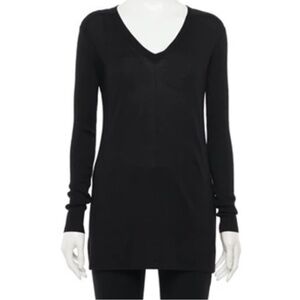 NWT Apt. 9 Black V-Neck Rib Tunic Sweater Size M